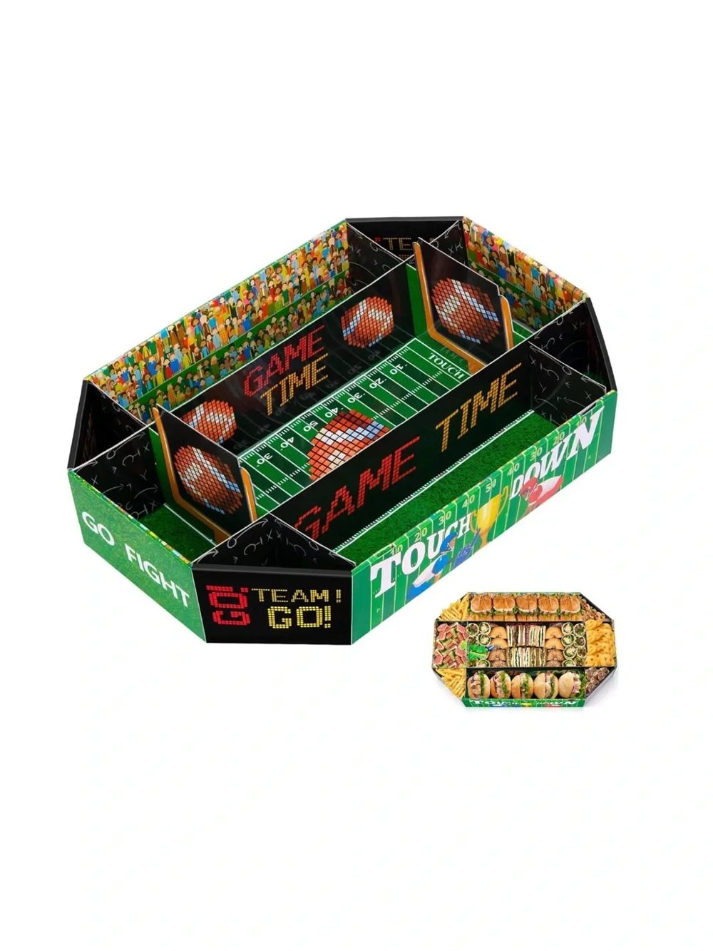 Football Super Bowl Party 9-Section Food Platter Box Organizer Disposable